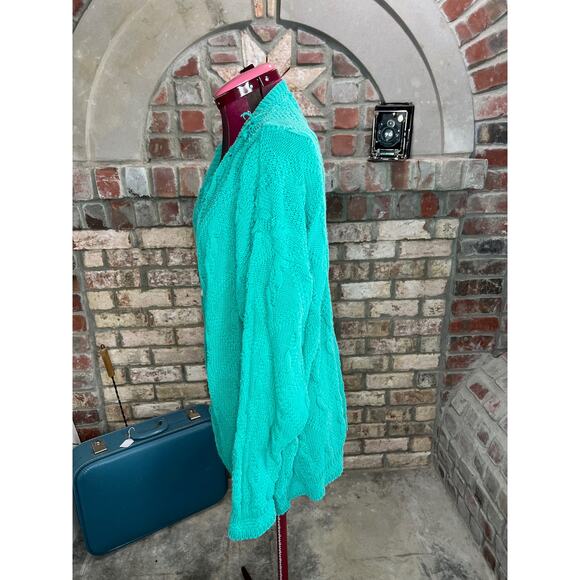 sweater cardigan cabled distressed grunge green - Picture 5 of 12